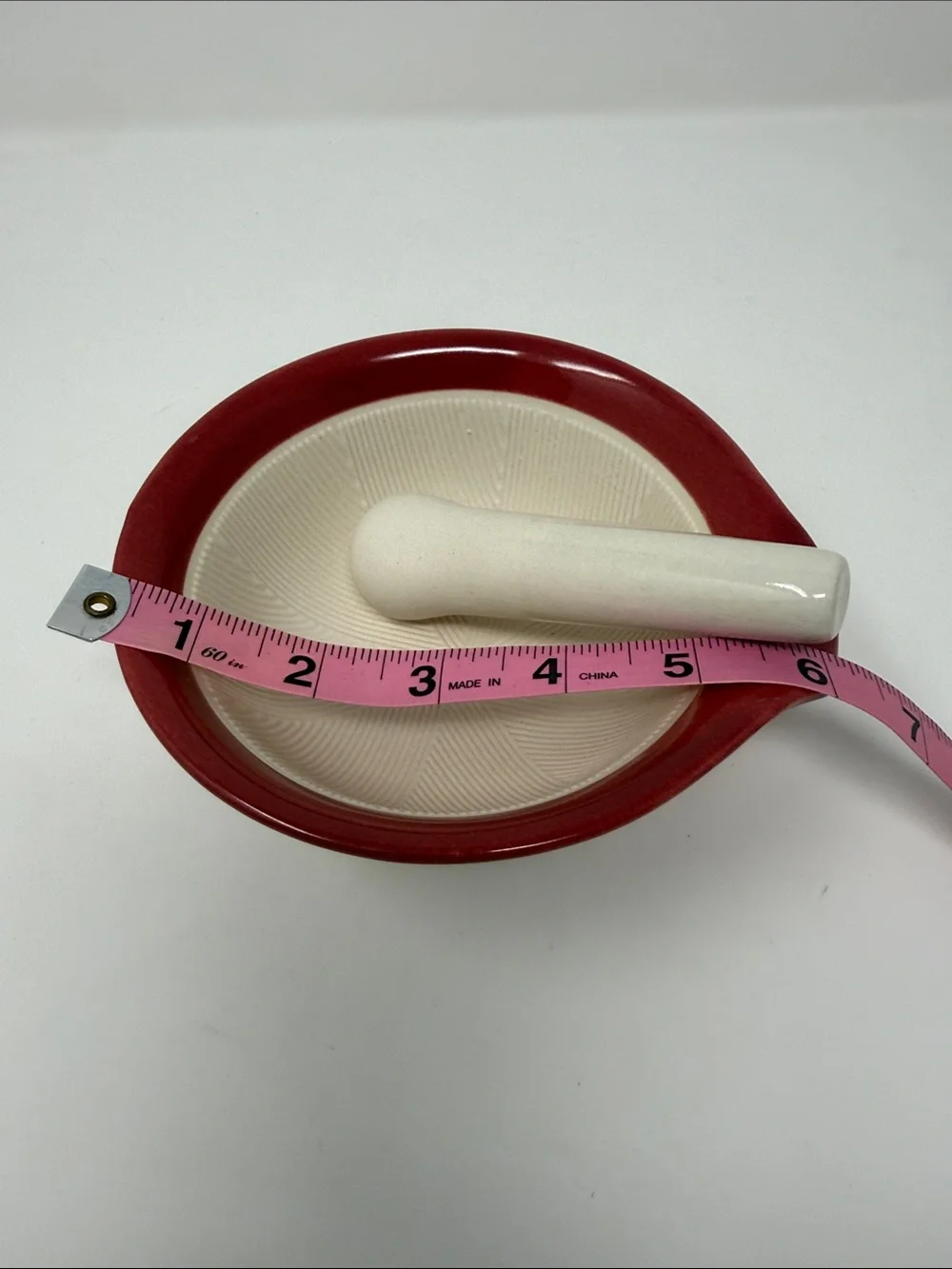 MasterChef Ceramic Mortar & Pestle Set in Red and Cream